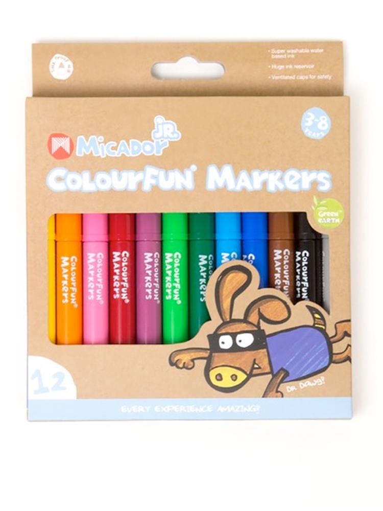 Kids Recyclable Marker Pens - Micador jR - Colourfun Recyclable Markers Box of 12 