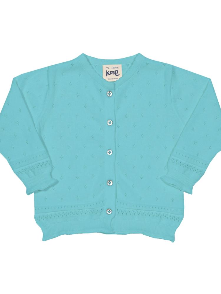 KITE Organic - Aqua Blue Cove Girls Cardigan | Style My Kid