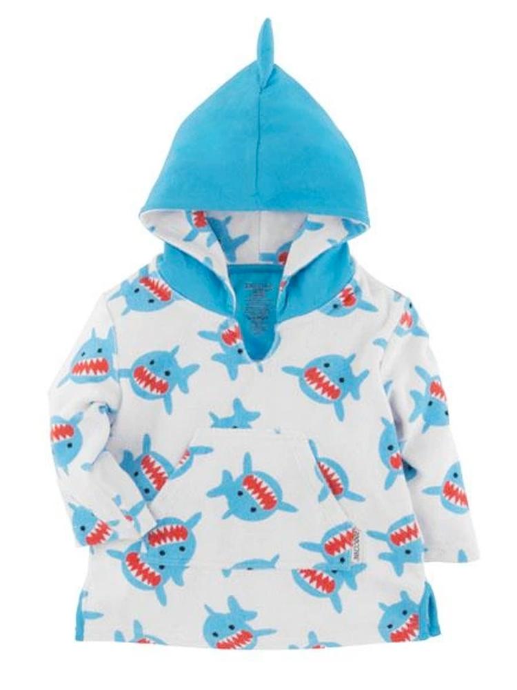 Shark - Baby Hooded Towel Poncho Top Cover Up for Swim Beach or Bath 12-24M