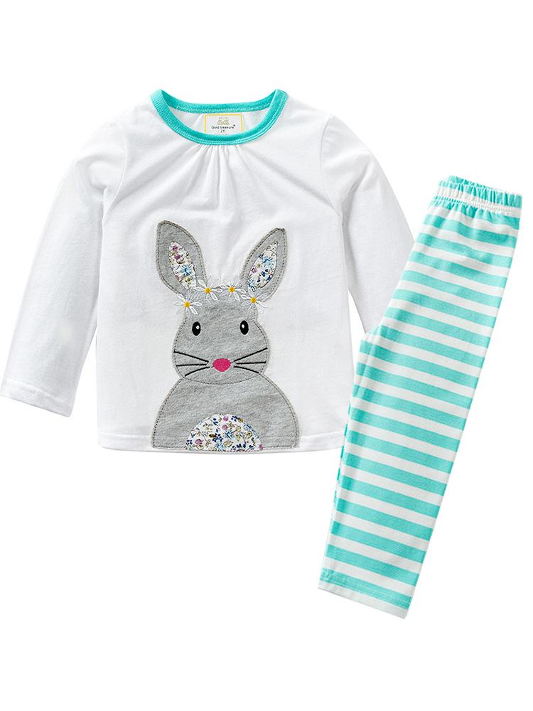 Daisy Chain Bunny - White Bunny Top & Striped Leggings | Style My Kid