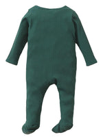 Dark Green Footed Ribbed Baby Zip Sleepsuit - 0-6 Months - Stylemykid.com