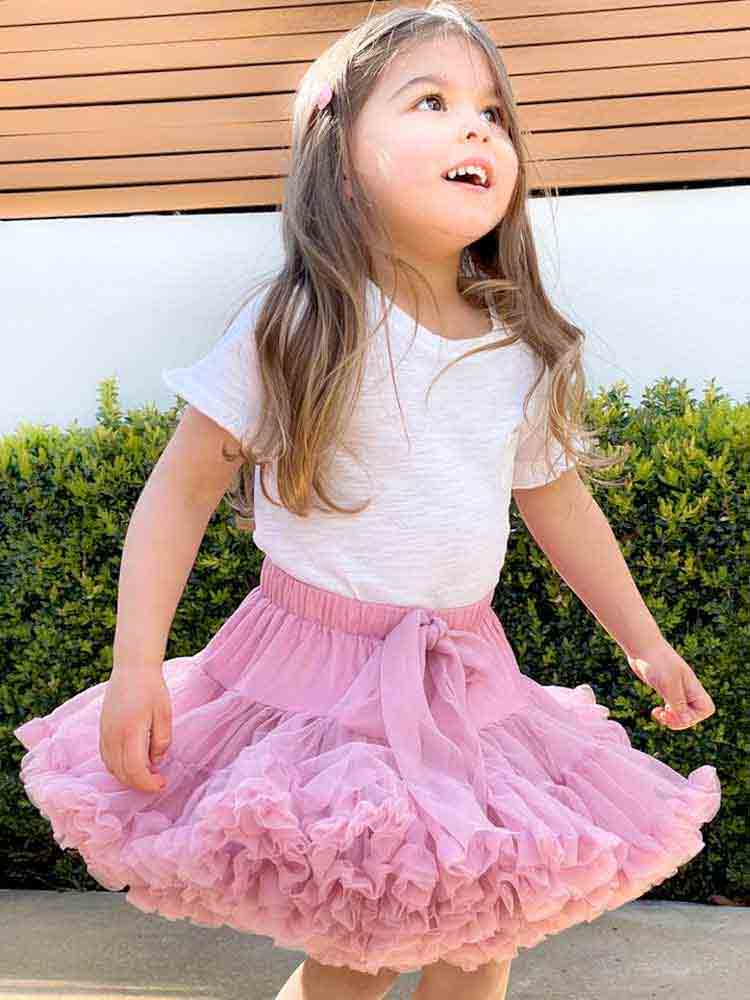 Layered Tutu Party Skirt with Bow Detail - Blush Pink 0 TO 2 YEARS