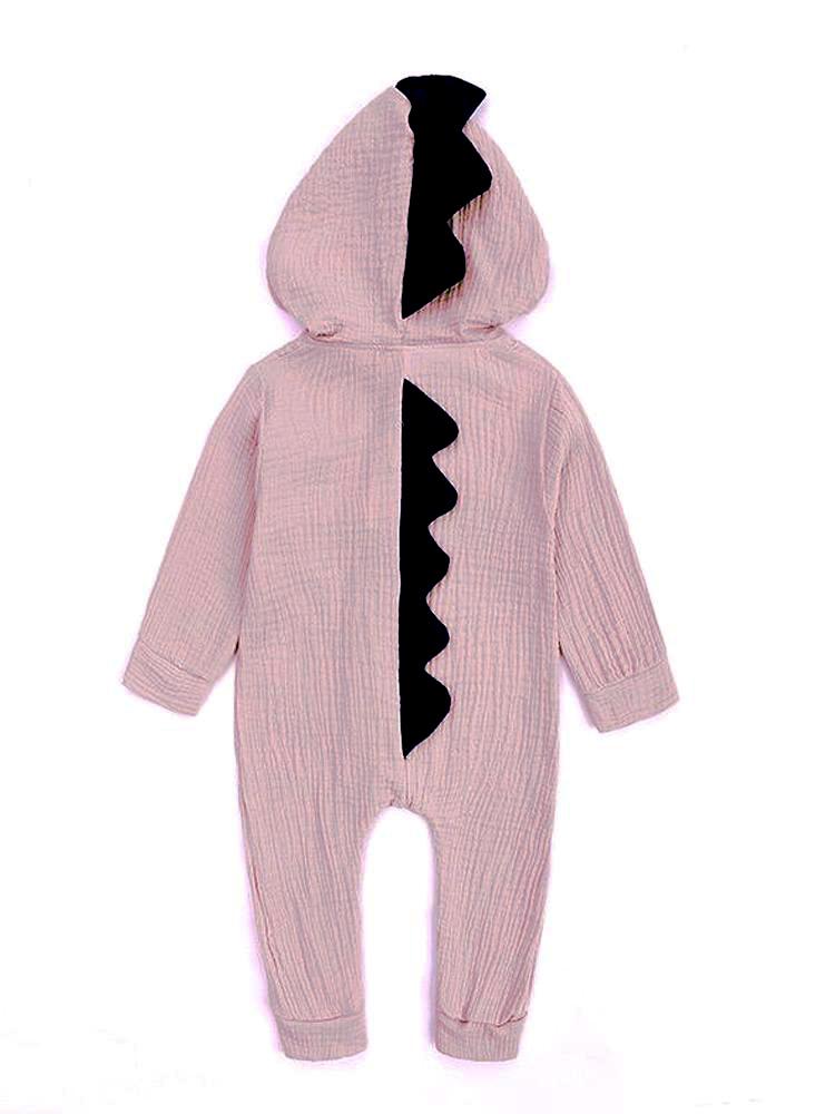 Dinky Dinosaur Diva Pink Hooded Onesie with Spikes Effect - Mauve