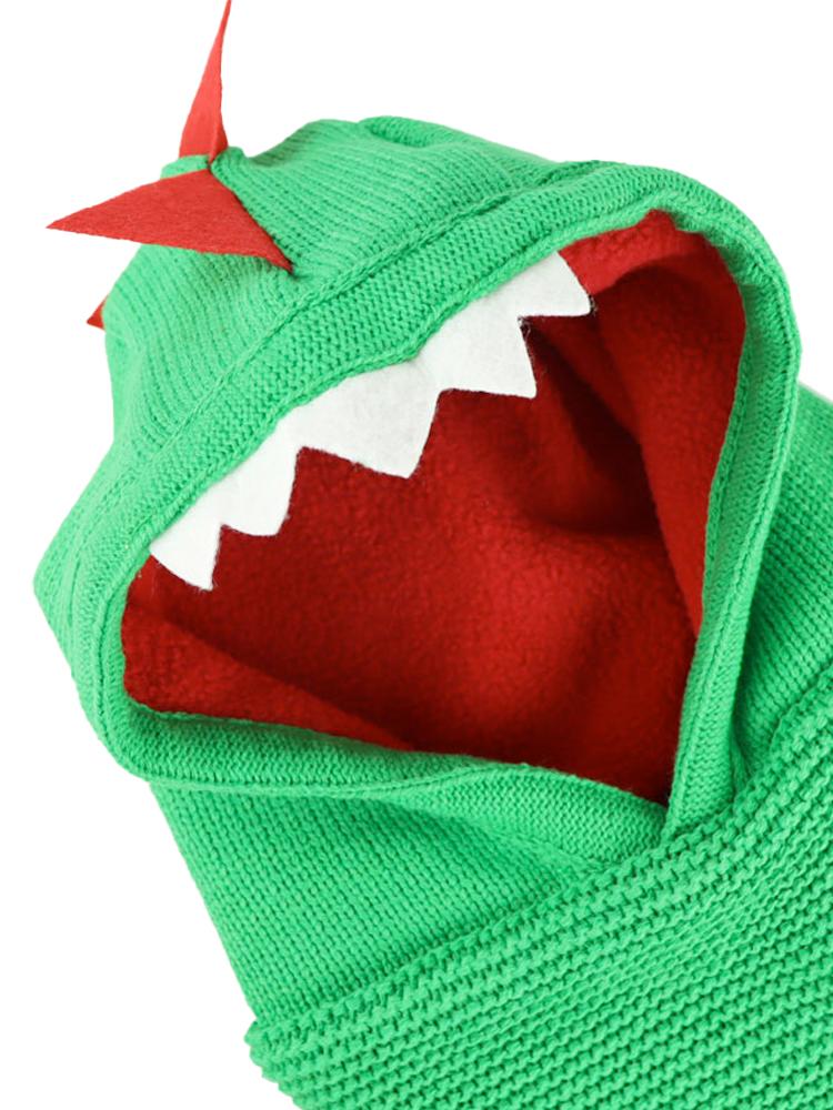Green Knitted Baby Dinosaur Balaclava Hat