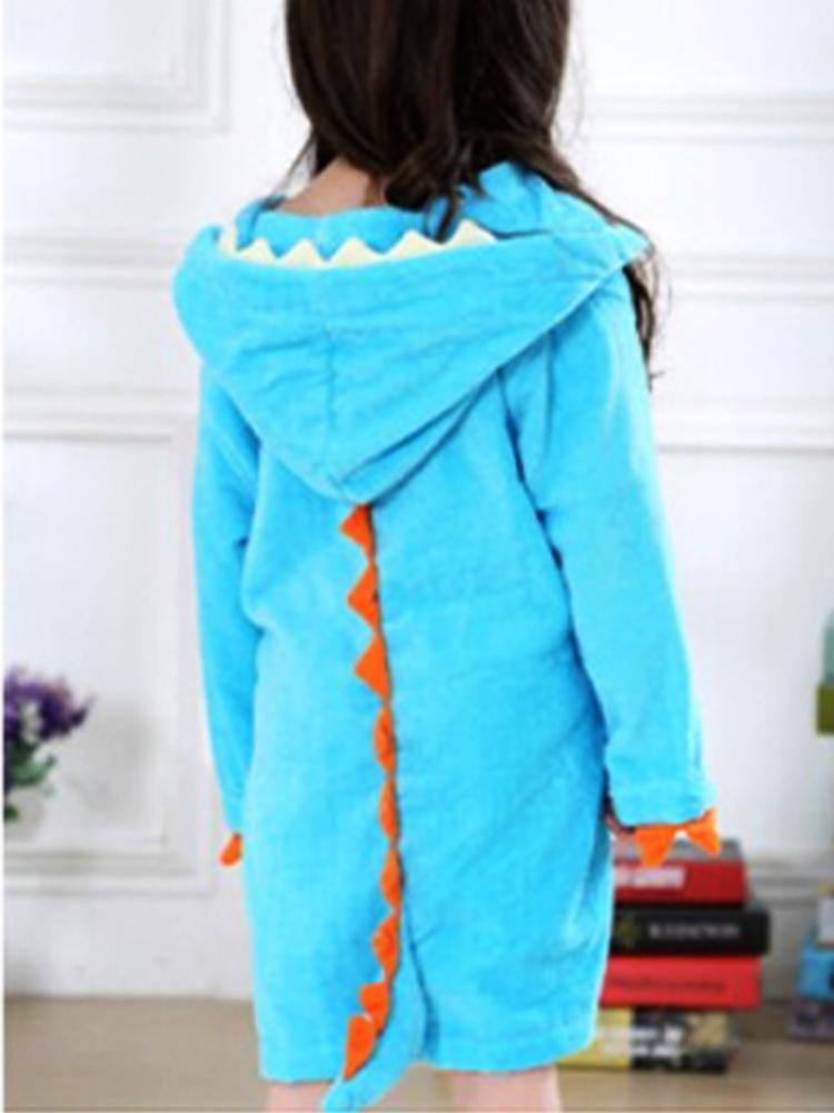 Turquiose Blue Dinosaur Hooded Dressing Gown with Spikes | Style My Kid