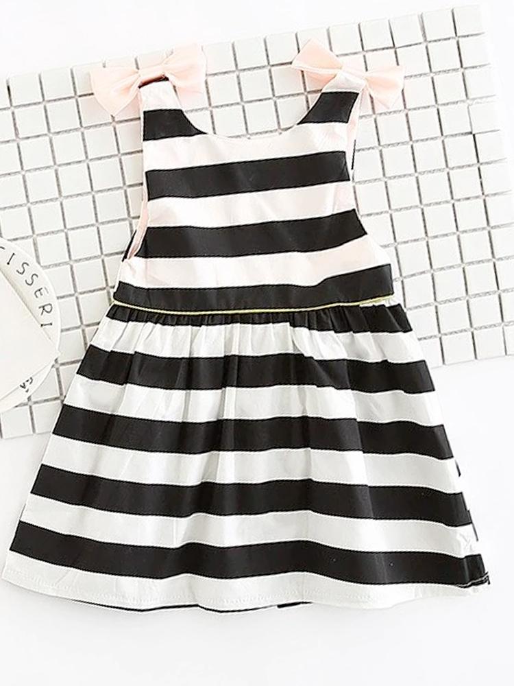 Stripes Bows Dress - Girls Striped Dress