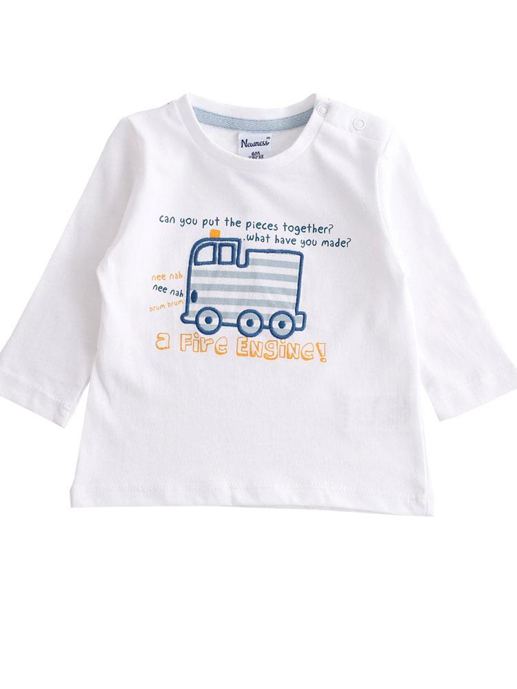 Friendly Fire Engine - Long Sleeved Boys Top with Fire Engine Design 6-9M