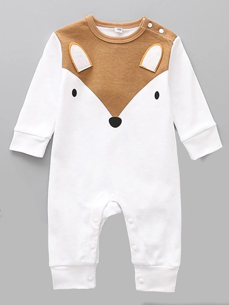 Friendly Fox White Baby Sleepsuit Playsuit | Style My Kid