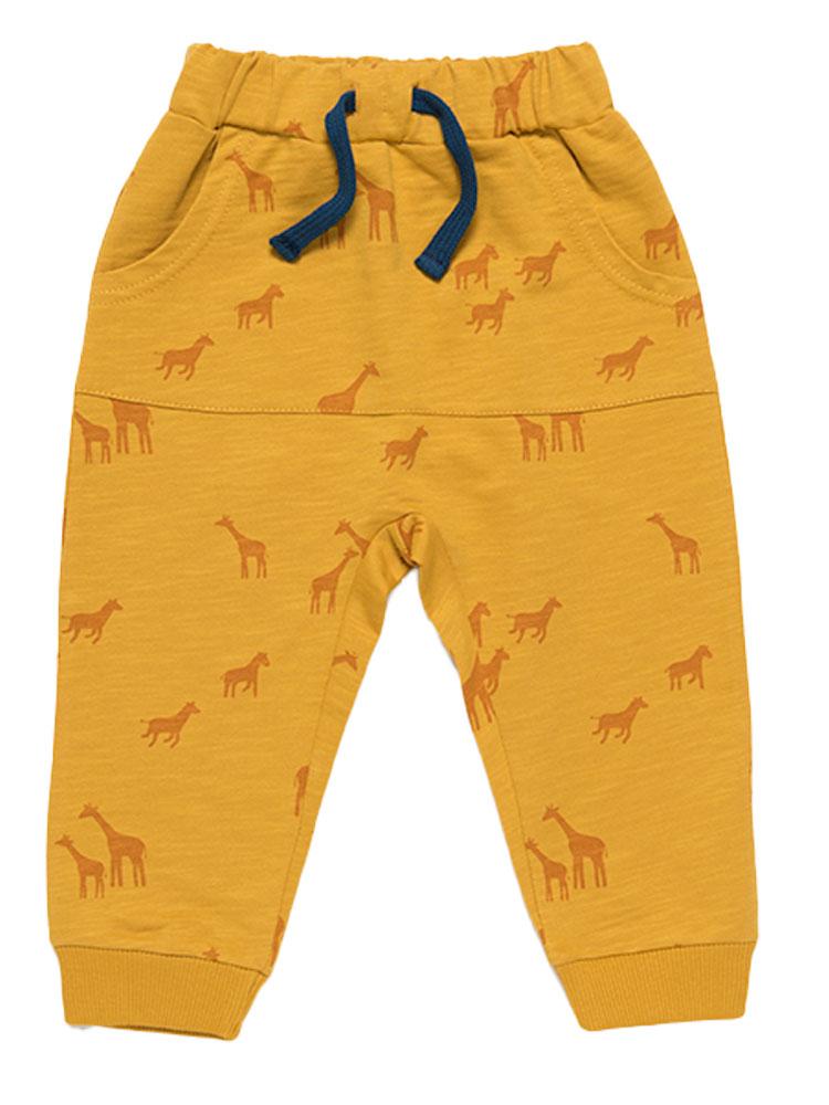 Boys Mustard Trousers with Giraffe Design 