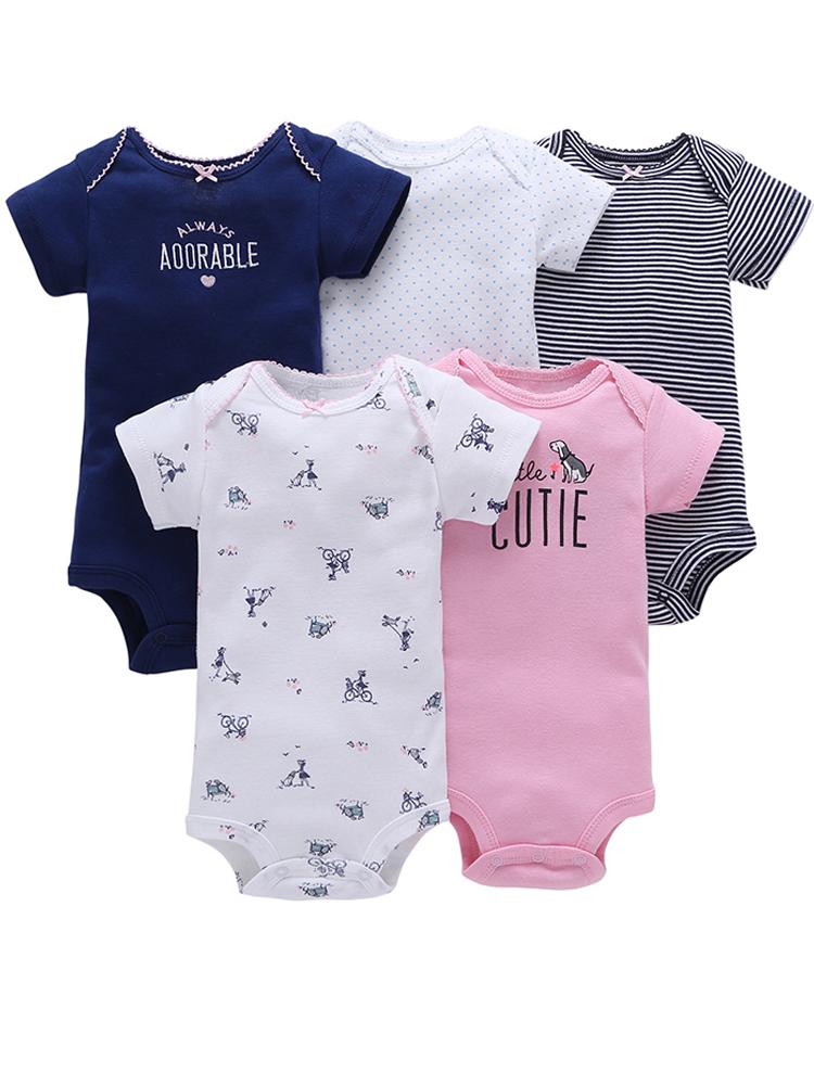 Baby Girls 5 Sleepsuit Pack