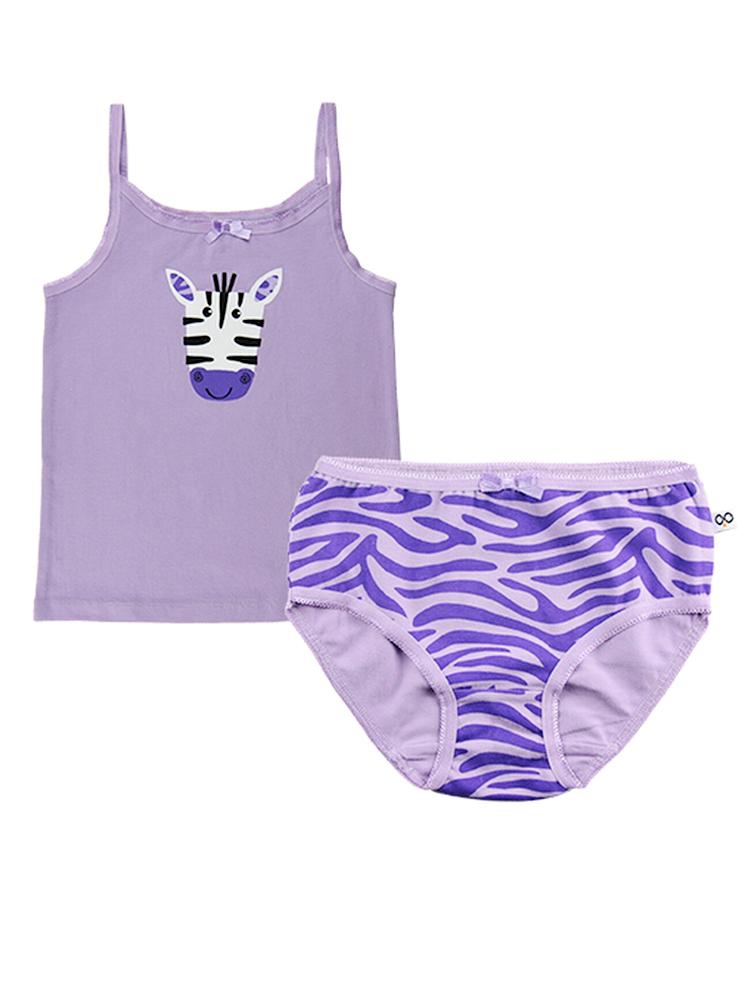 Girls Cami Underwear Set 2/6yrs - Zebra/Lavender - Zoocchini | Style My Kid