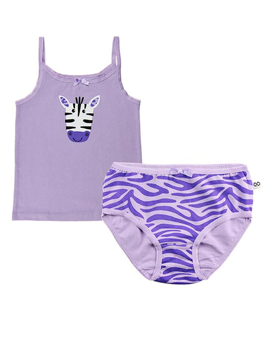 Zoocchini - Girls Organic Cami Underwear Set - Kallie the Kitten -  Pink/Leopard Print 2 to 6 Y