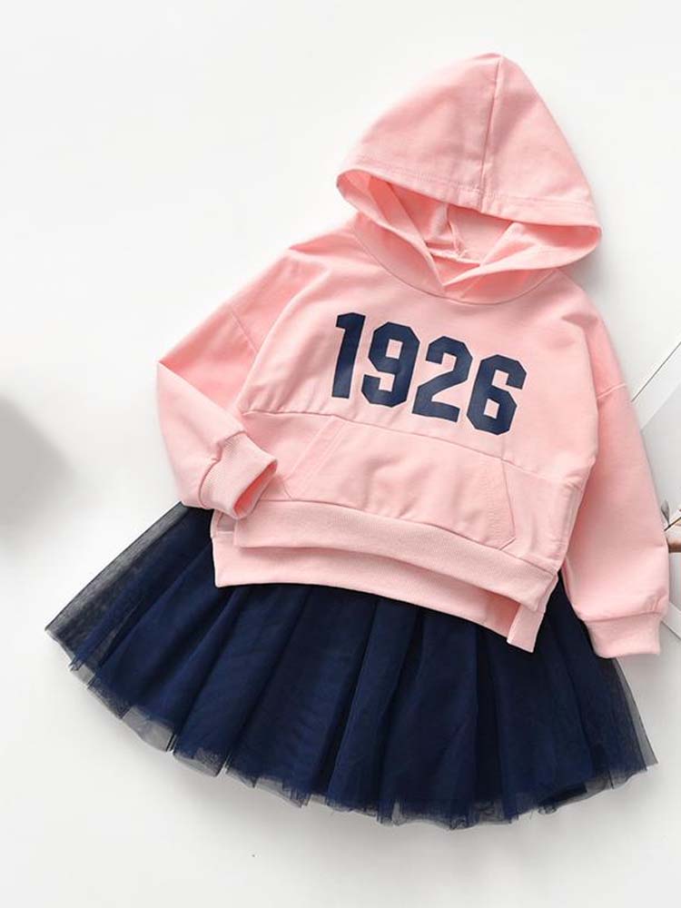 Hoody & Tutu Skirt Girls Outfit - Pink & Navy | Style My Kid
