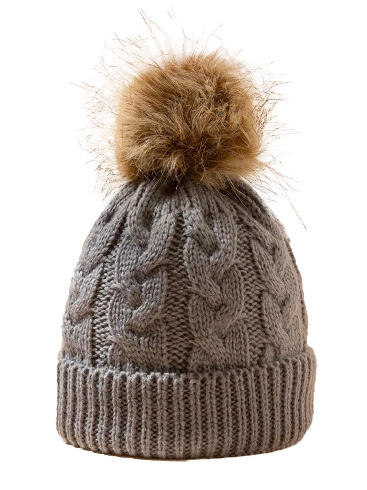 Grey Kids Woollen Bobble Hat 0-3 Years | Style My Kid