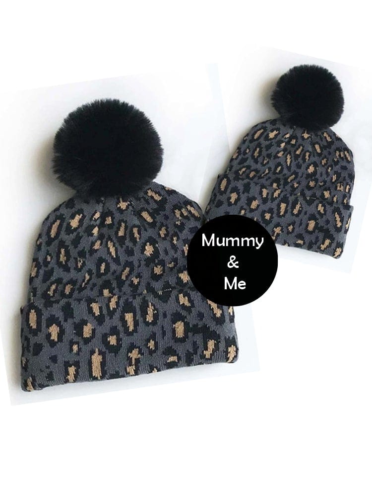 Mum Me Matching Faux Pom Pom Hat - Leopard 