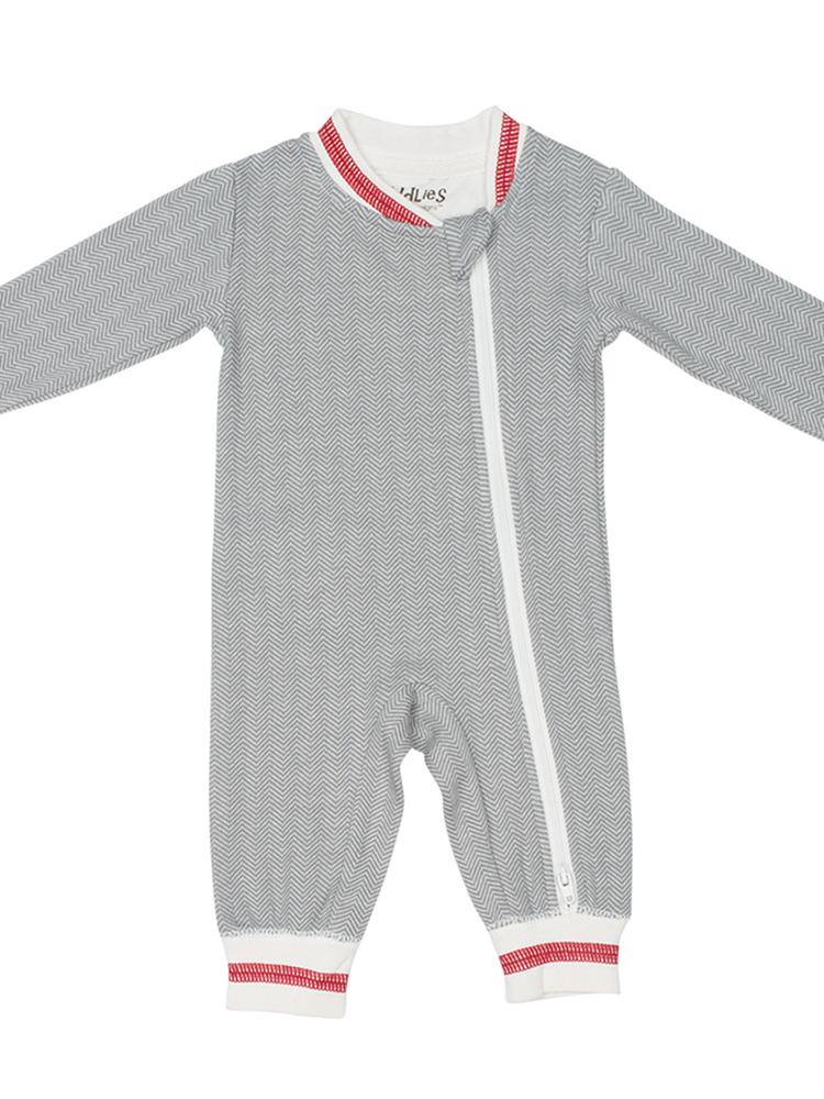 Organic Grey Baby Zip Up Footless Sleepsuit | Style My Kid