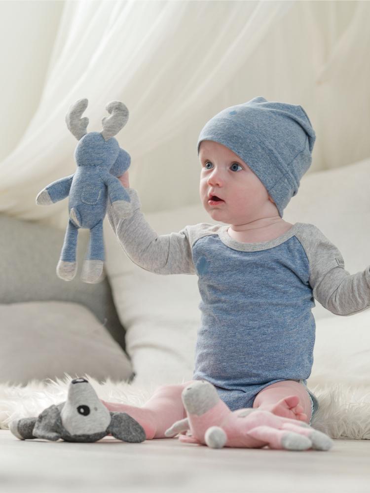 2 x Organic Denim Blue Slouchy Baby Beanie Cotton Hats | Style My Kid