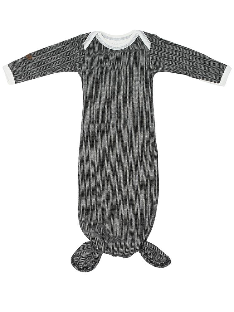 Organic Knotted Baby Nightgown - Bear Black