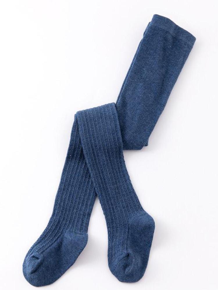 Girls Ribbed Knit Tights - Blue | Style My Kid