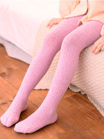 Girls Ribbed Knit Tights - Pink - Stylemykid.com