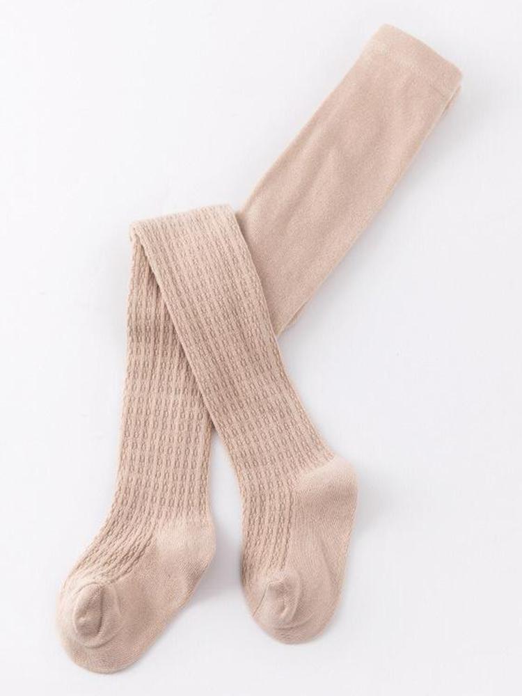 Girls Ribbed Knit Tights - Beige | Style My Kid