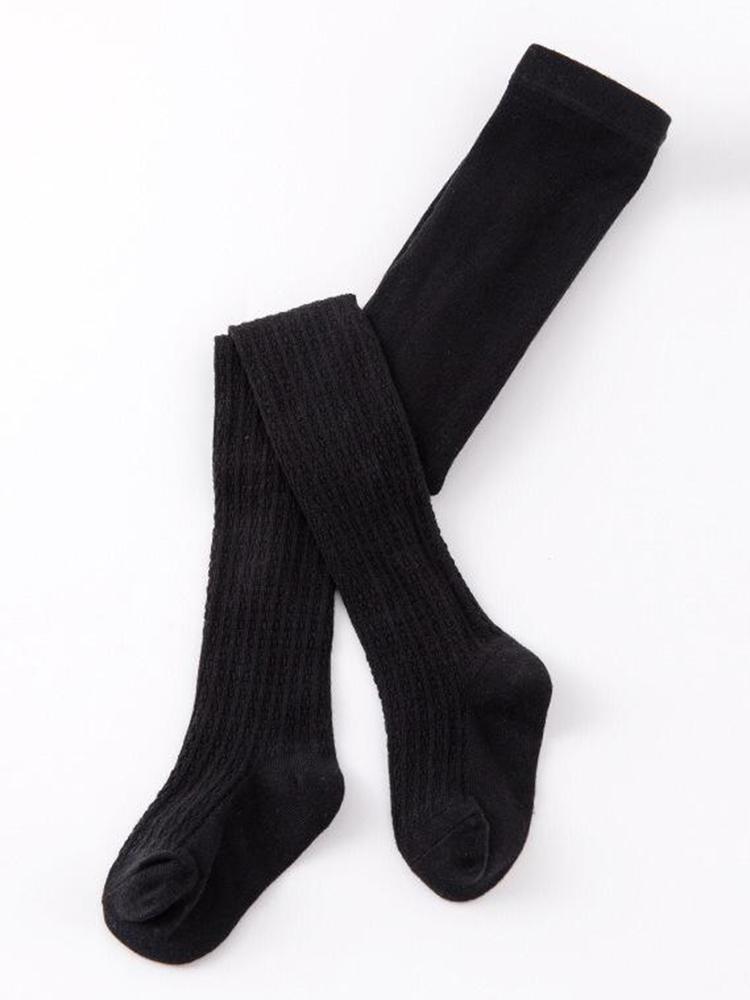 Girls Ribbed Knit Tights - Black | Style My Kid