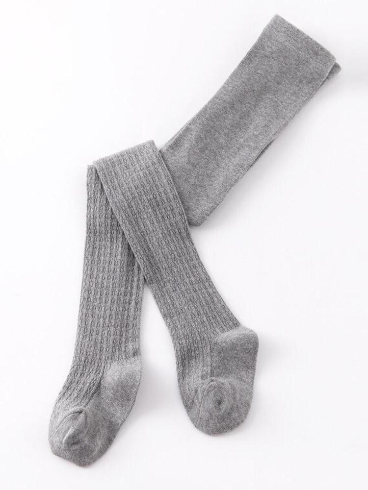 Girls Ribbed Knit Tights - Grey | Style My Kid