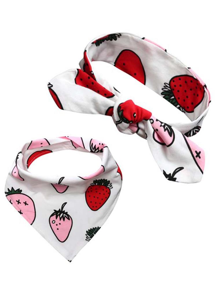 Girls Headband Bib Set - Strawberry 