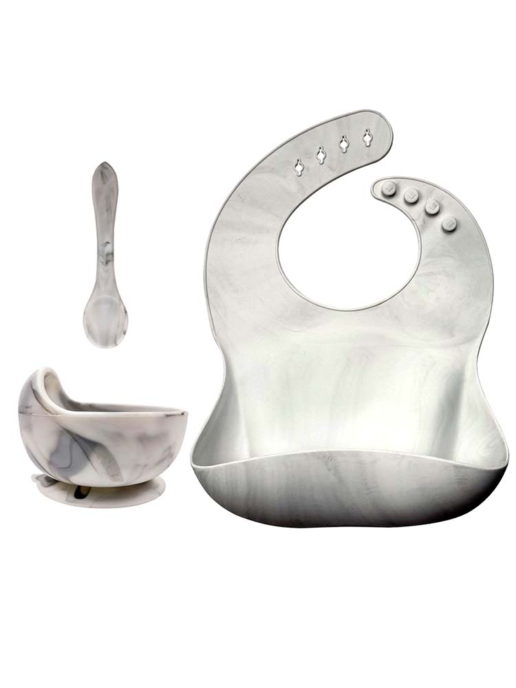 LIGHT GREY - Silicone Baby Bib