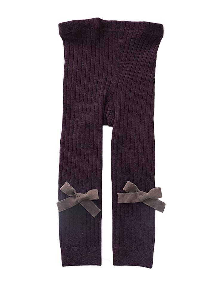 MAROON Ribbon Bow Ribbed Footless Girls MAROON Tights Leggings 