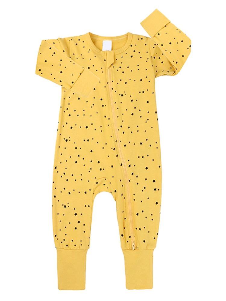 Mustard Stars Zippy Sleepsuit with Feet Cuffs | Style My Kid