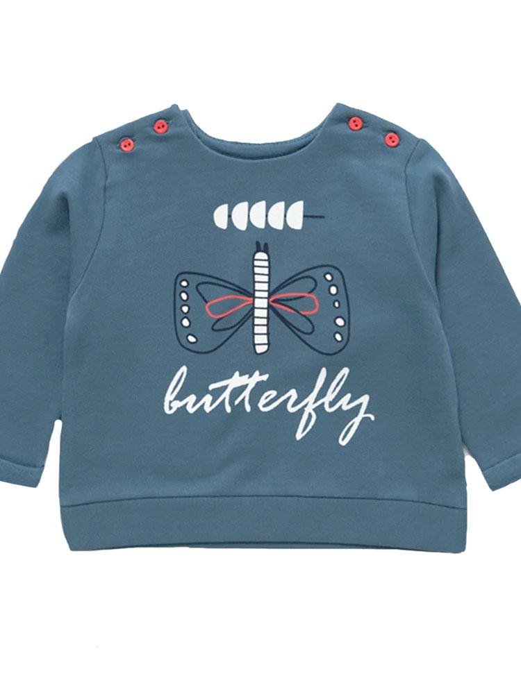 Kids Blue French Terry Jumper - My Little Butterfly | Style My Kid
