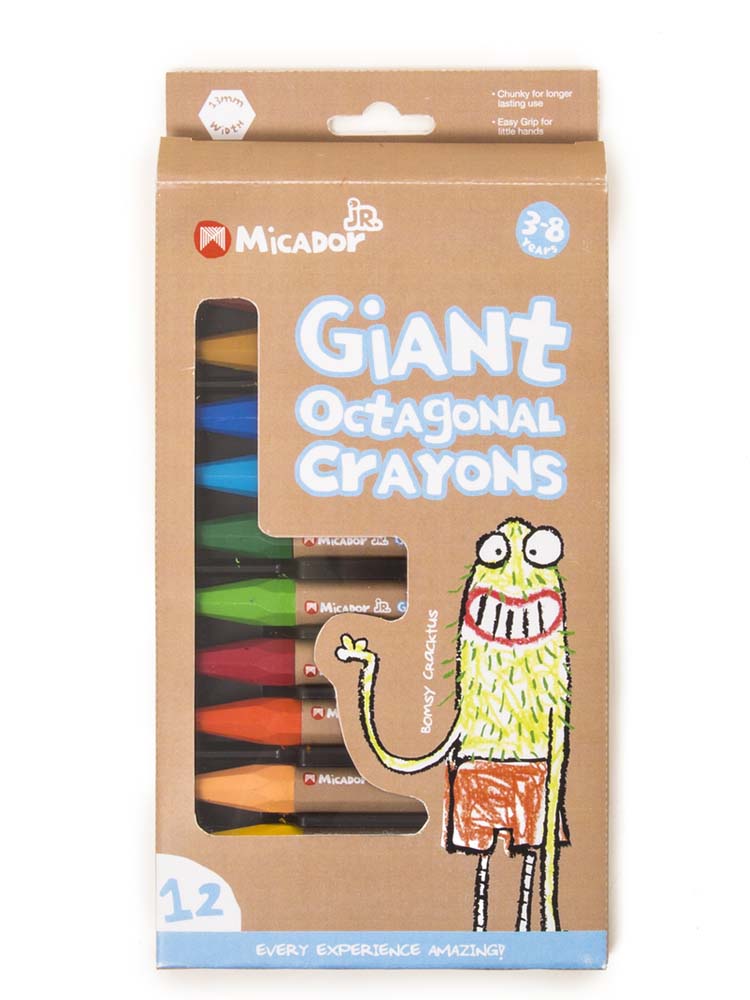 Kids Colourfun 12 Giant Crayons Micador Jnr | Style My Kid