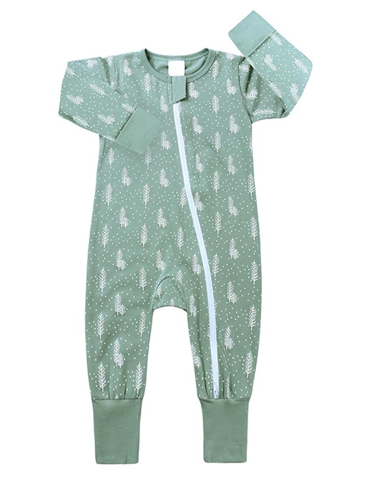 Pale Green Heather Zippy Sleepsuit with Feet & Hand Cuffs | Style My Kid