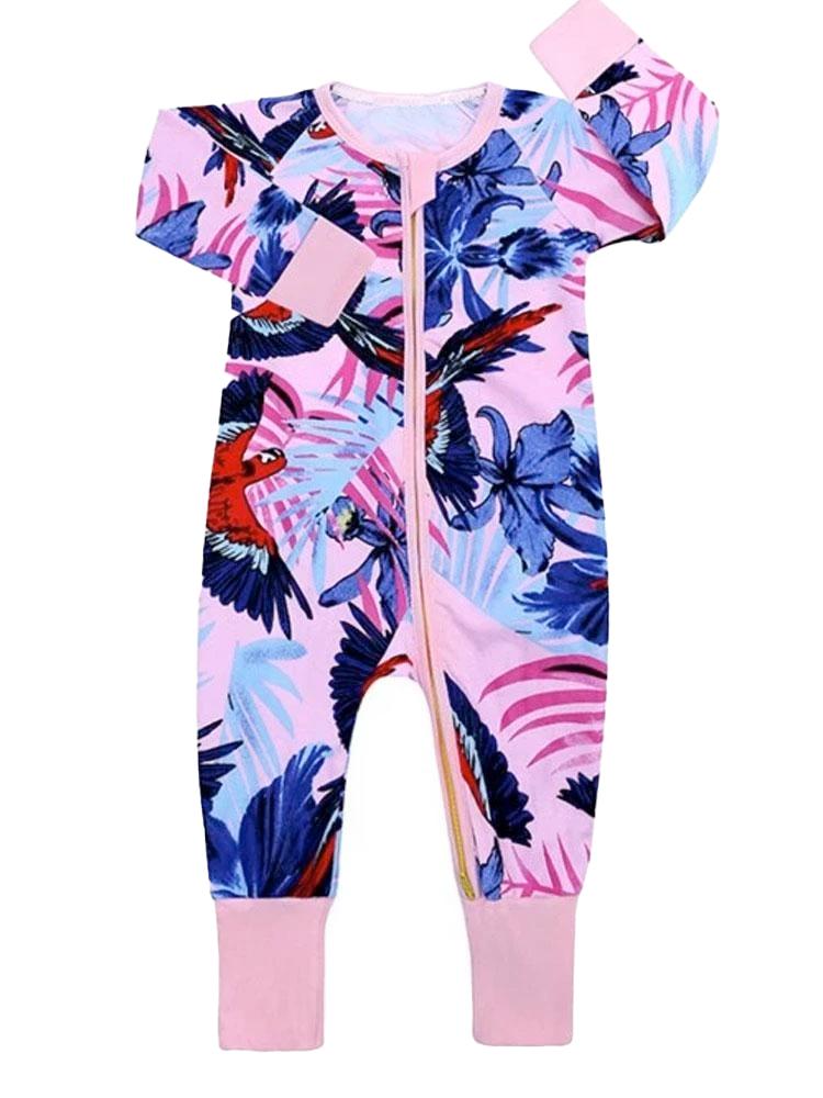 Pink Jungle Zip Sleepsuit - Vibrant Multicoloured sleepsuit | Style My Kid