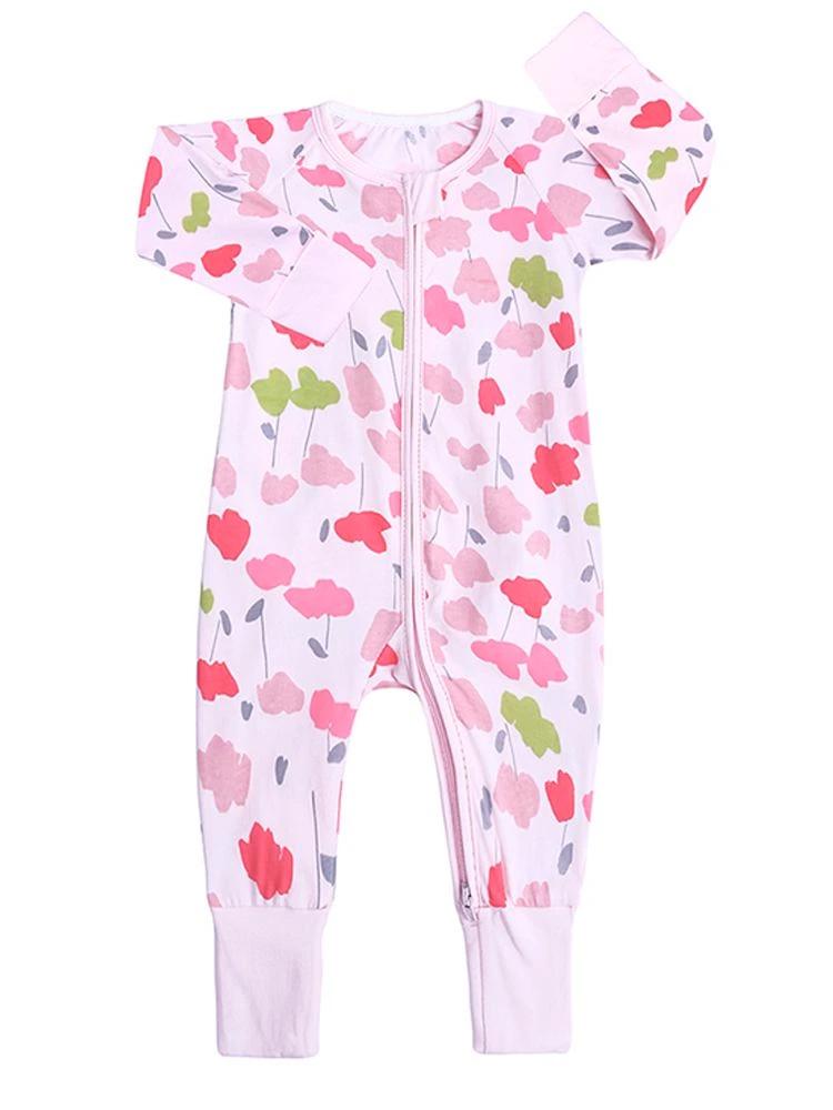 Pansies - Zippy Baby Sleepsuit with Hand Feet Cuffs 