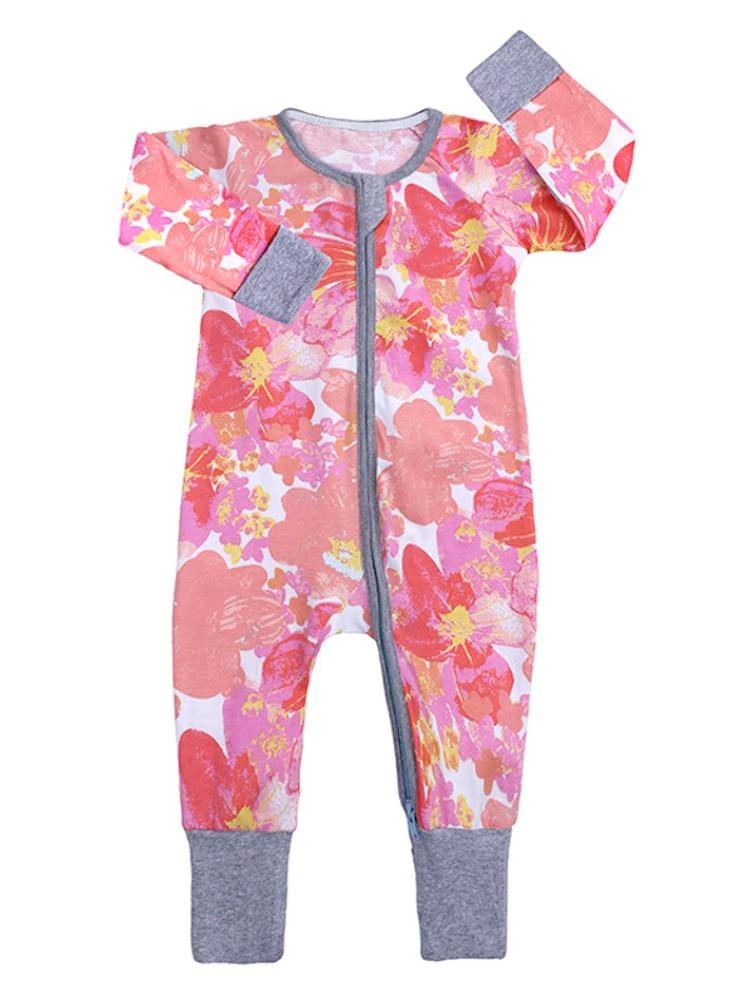 Pink Baby Zip Sleepsuit Playsuit with Feet Cuffs