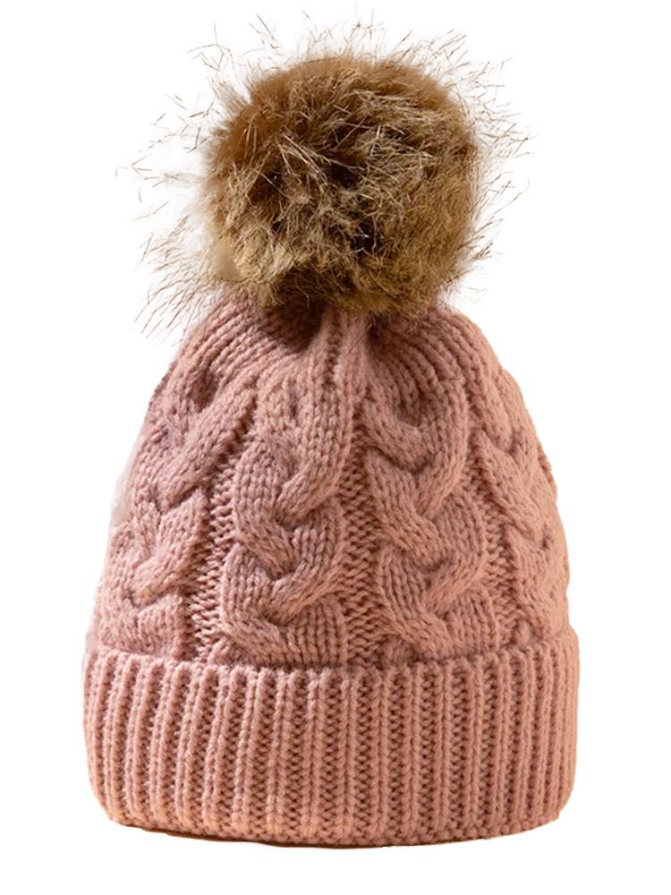 Pink Kids Woollen Bobble Hat 0-3 Years | Style My Kid