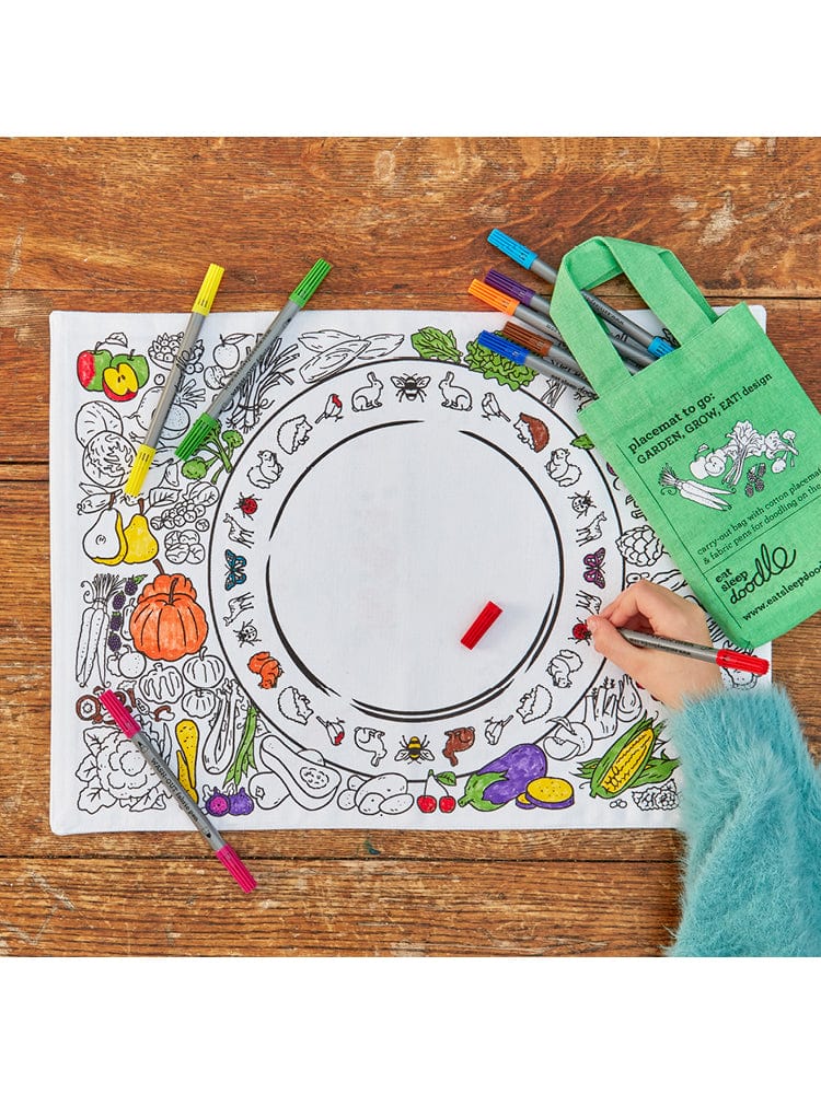 Eat Sleep Doodle - Placemat To Go Colour and Learn - Garden Grow Eat | Style My Kid