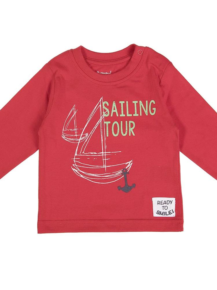 Boys Red Sailing Tour Long Sleeve Top