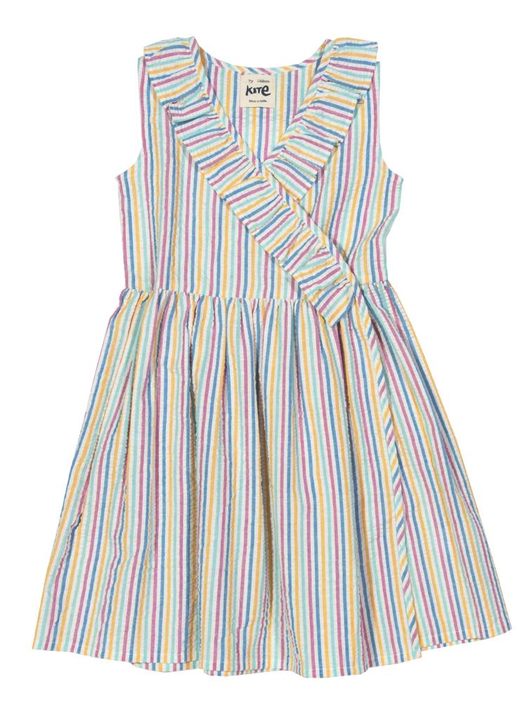 KITE Organic - Girls Seersucker Striped wrap dress 