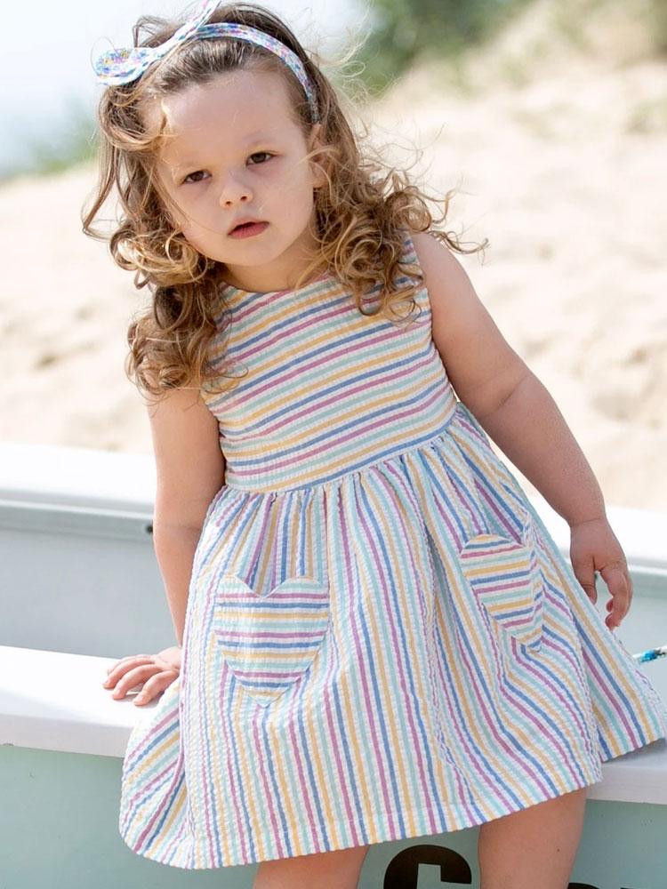 Striped Baby Dress KITE Organic Seersucker Heart Girls Dress 