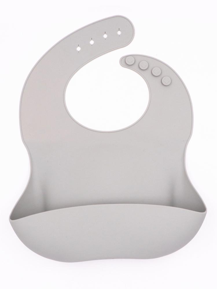 Silicone Pocket Baby Bib - SILVER GREY | Style My Kid