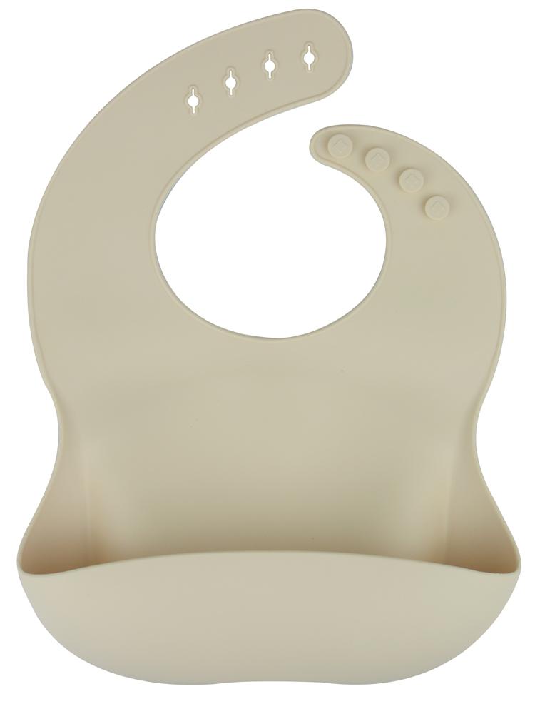 Silicone Pocket Baby Bib - TAUPE 