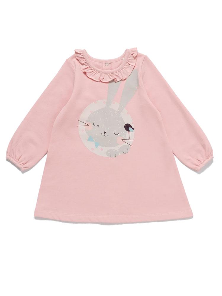 Girls Pink Dress Sleeping Rabbit Dress