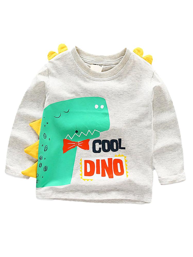 Boys Grey and Yellow Dinosaur Jumper