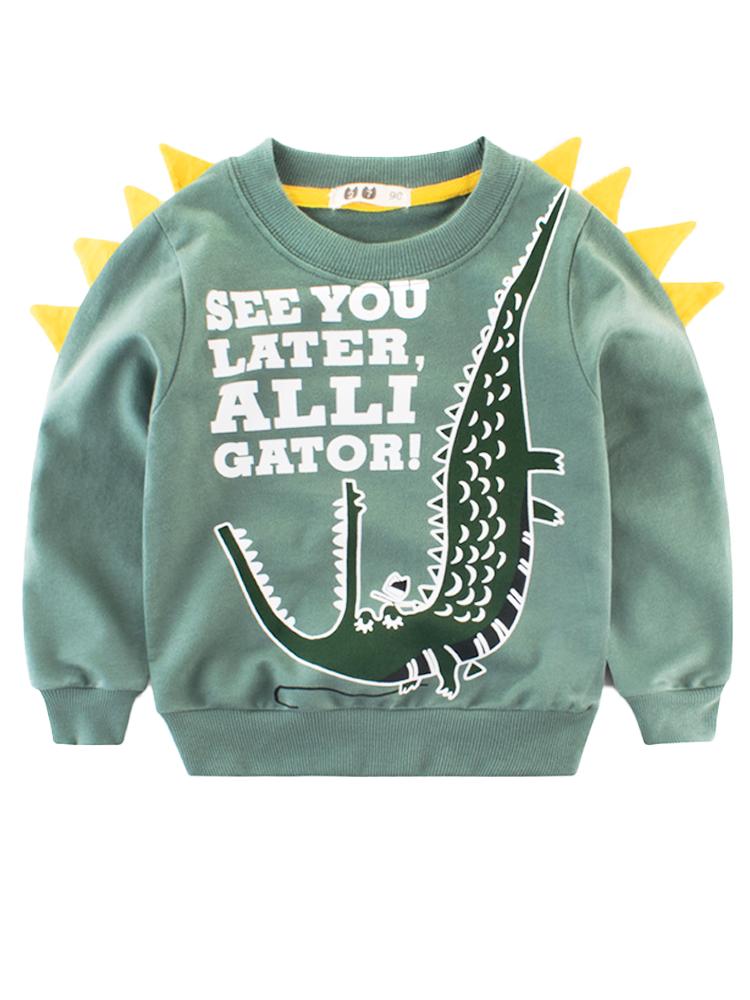 Green Boys Alligator Sweatshirt - Green and Yellow