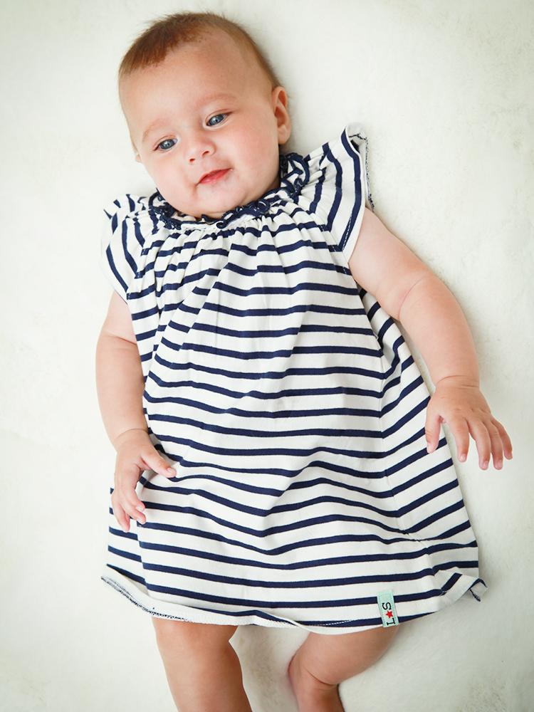 Navy and White Striped Baby Dress