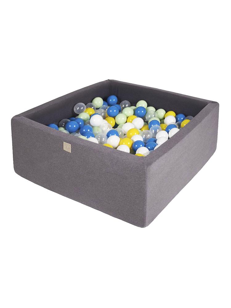 MeowBaby - Summer - Grey Square Kids Foam Ball Pit - complete set with 300 balls! | Style My Kid