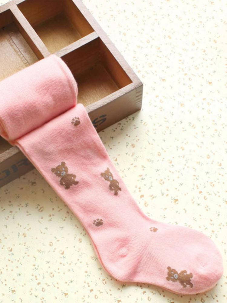 Girls Teddy Bear Tights - Pink | Style My Kid